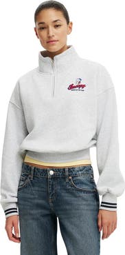 Cotton On Women's Quarter Zip License Graphic Sweatshirt