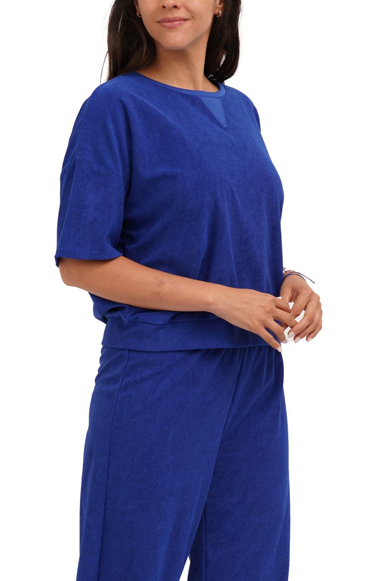 Terry V-Insert Short Sleeve Top, Alternate, color, BLUE
