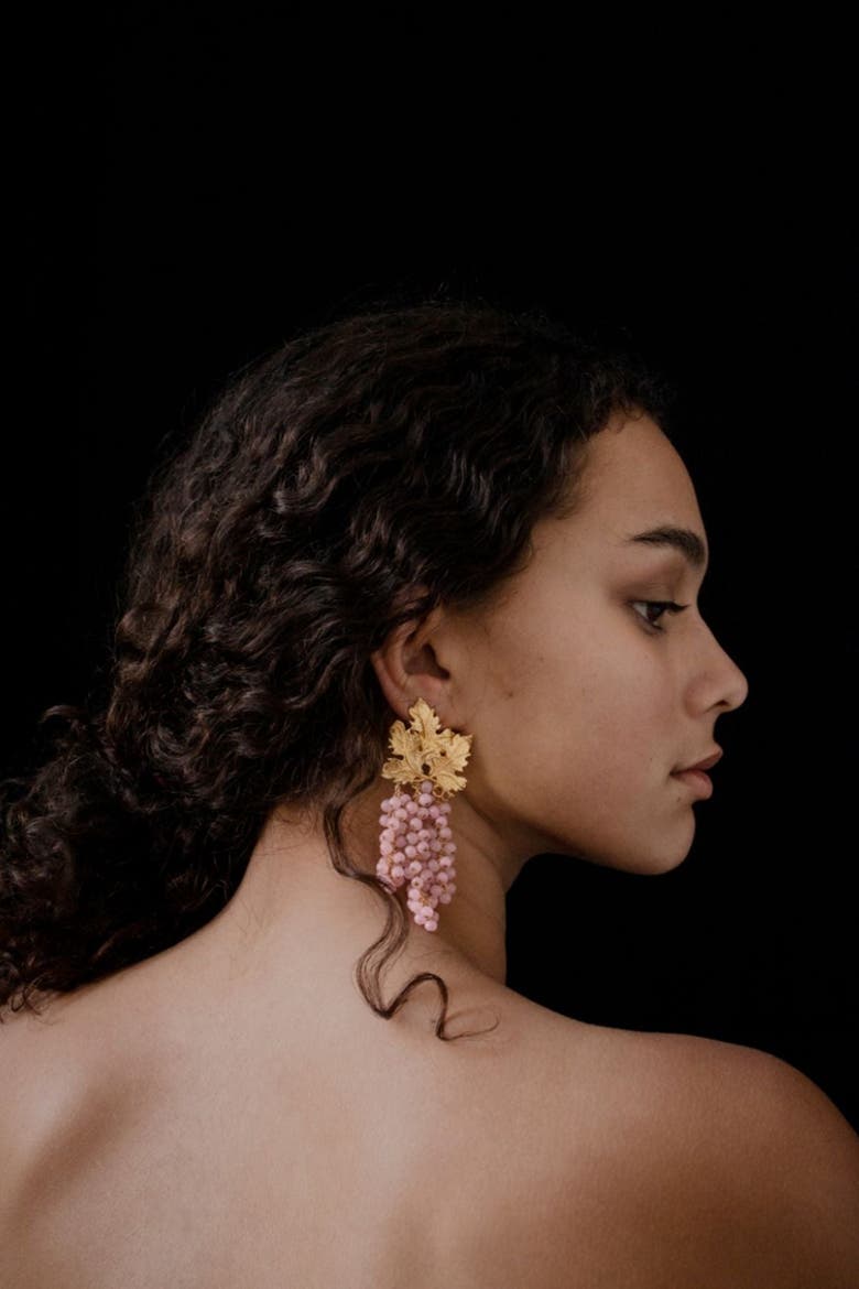 Adile Grape Statement Earrings, Alternate, color, Light Pink