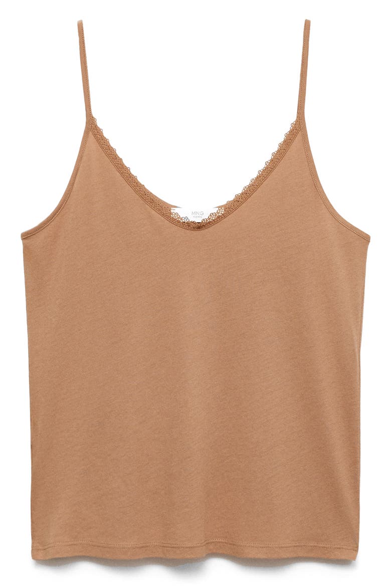 Contrast Lace Sleep Camisole, Alternate, color, MEDIUM BROWN
