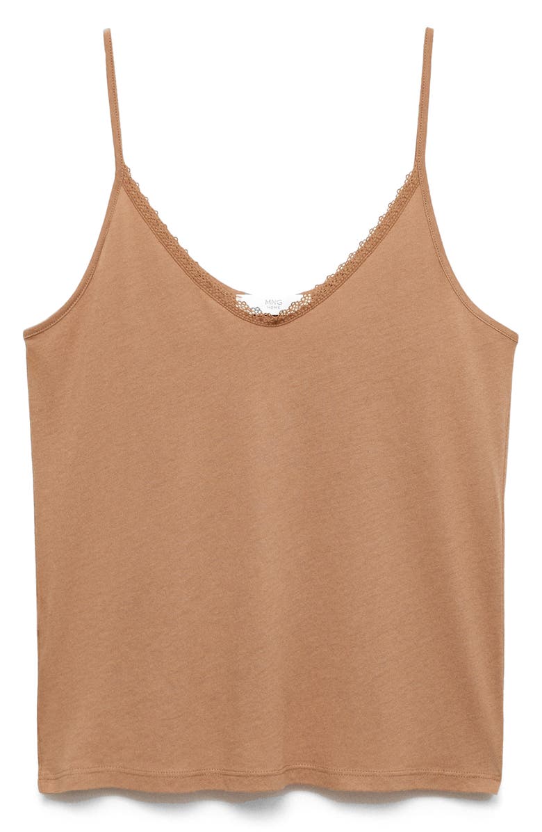 MANGO Contrast Lace Sleep Camisole, Alternate, color, 