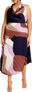 City Chic Amaya Print Pleated Satin Maxi Skirt