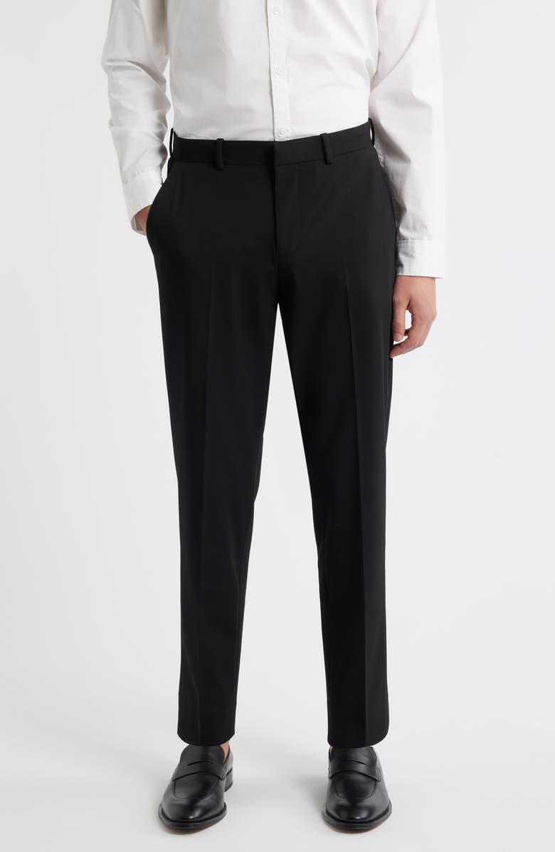 Open Edit Slim Fit Solid Flat Front Stretch Suit Pants, Main, color, Black Caviar
