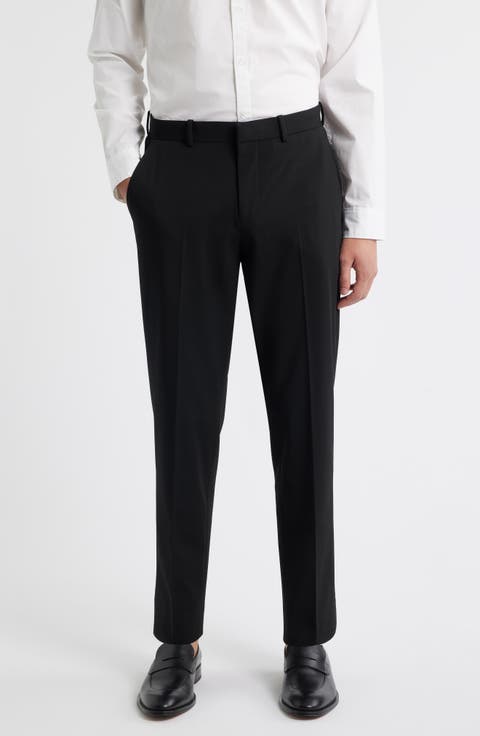 Slim Fit Solid Flat Front Stretch Suit Pants