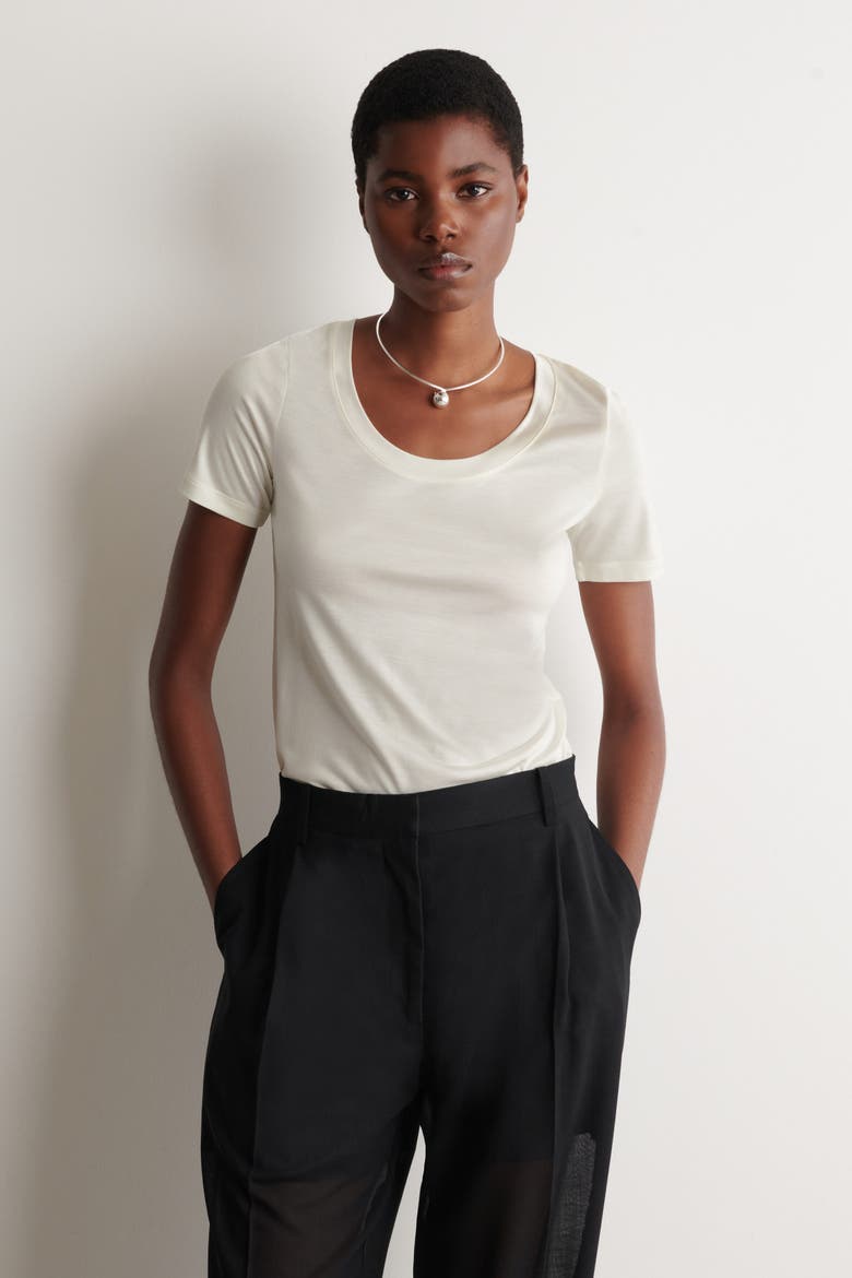 Slim Silk T-shirt, Main, color, IVORY