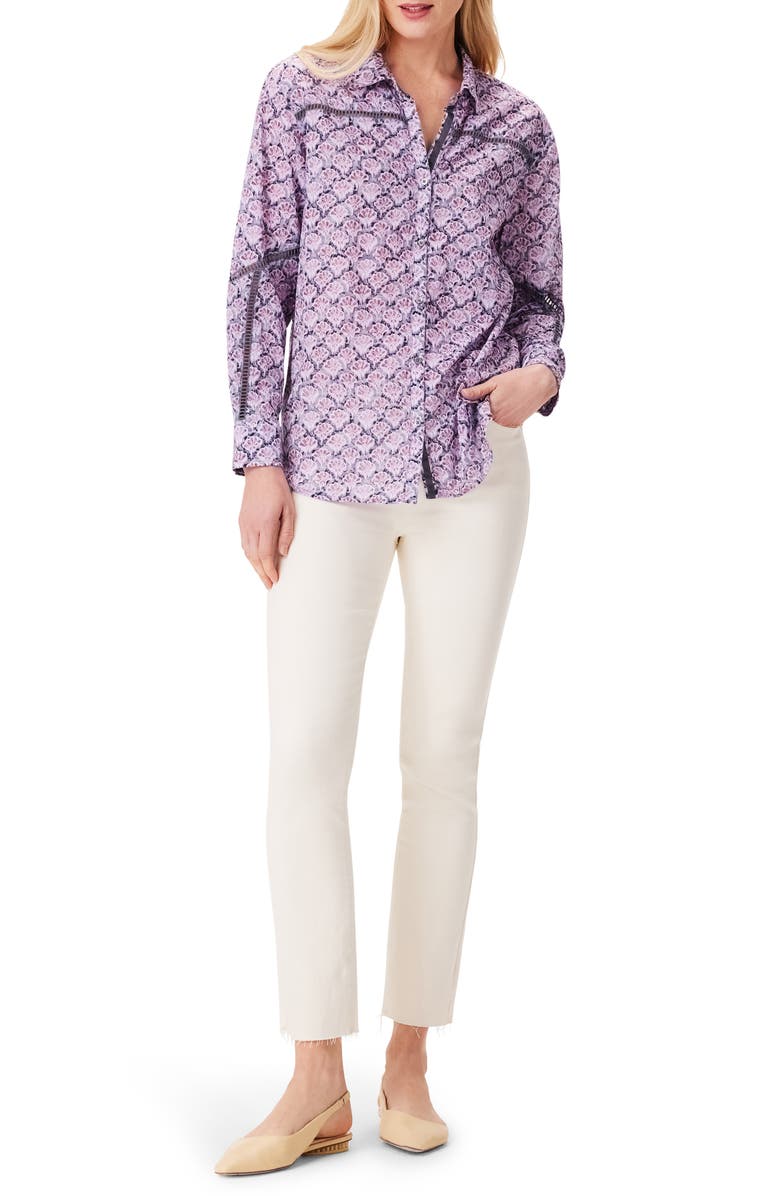 NIC+ZOE Falling Fans Cotton Button-Up Shirt, Alternate, color,