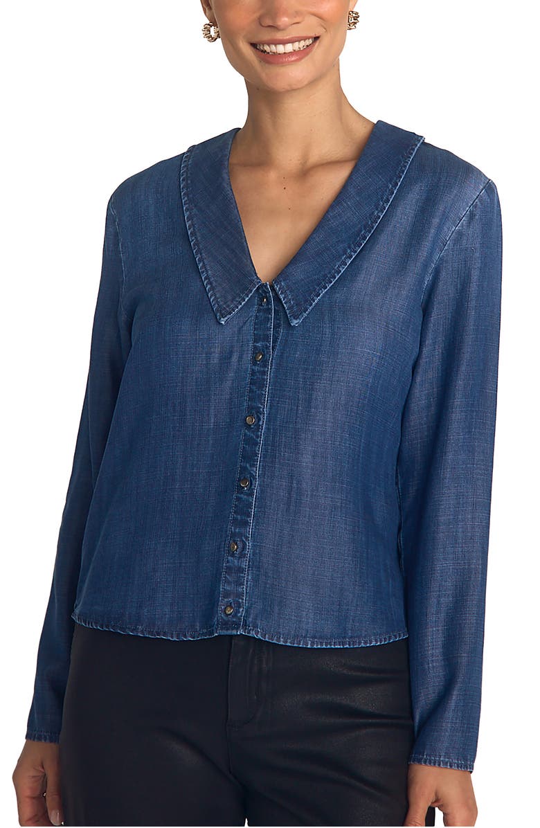 Bella Dahl Puritan Collar Chambray Button-Up Shirt, Main, color, Moonlit Wash
