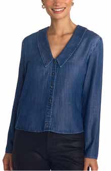 Puritan Collar Chambray Button-Up Shirt
