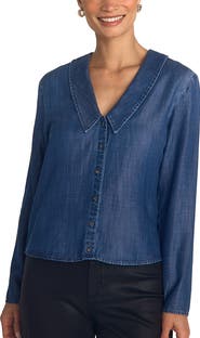 Bella Dahl Puritan Collar Chambray Button-Up Shirt