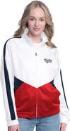 G-III SPORTS BY CARL BANKS Women's G-III Sports by Carl Banks White/Navy Minnesota Twins Rally Rhinestone Raglan Full-Zip Track Jacket