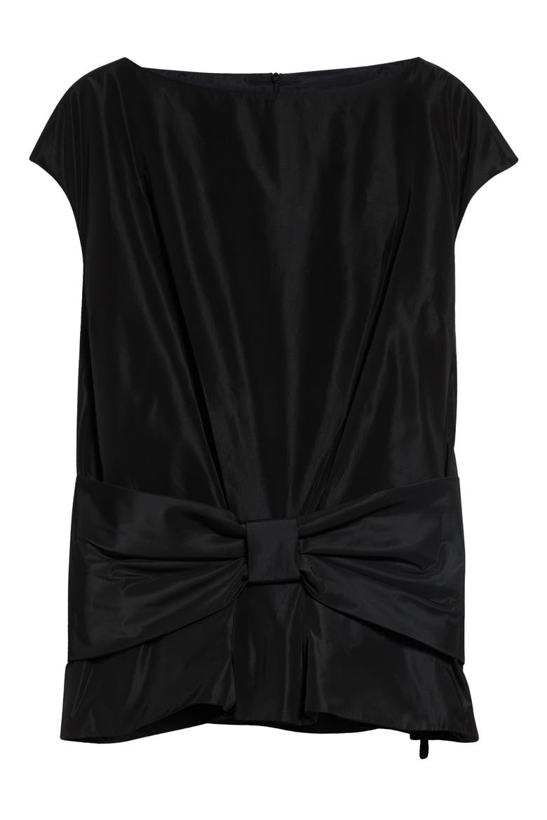 Boxy Bow Detail Satin Top, Main, color, BLACK