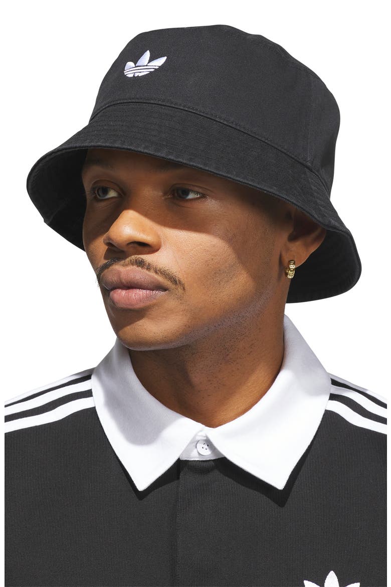 Trefoil Bucket Hat, Alternate, color, BLACK/ WHITE