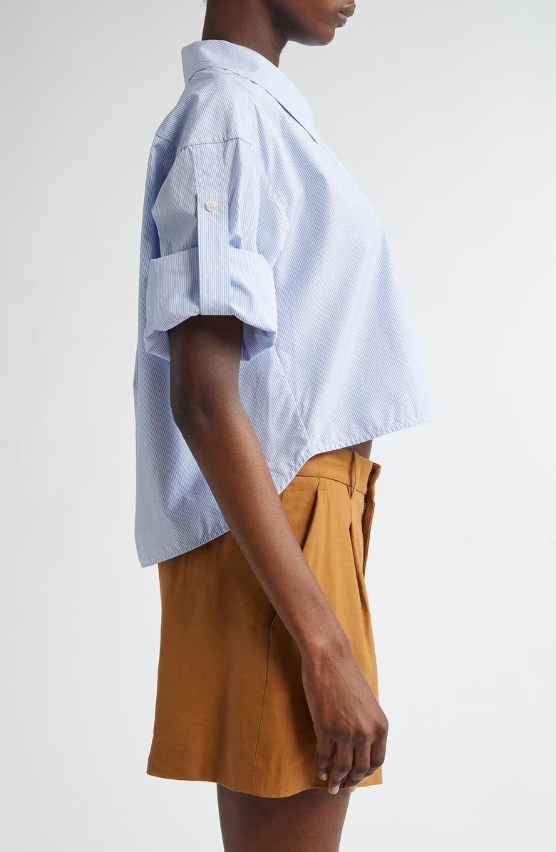 A.L.C. Maude Long Sleeve Roll Tab Crop Shirt, Alternate, color, Light Blue