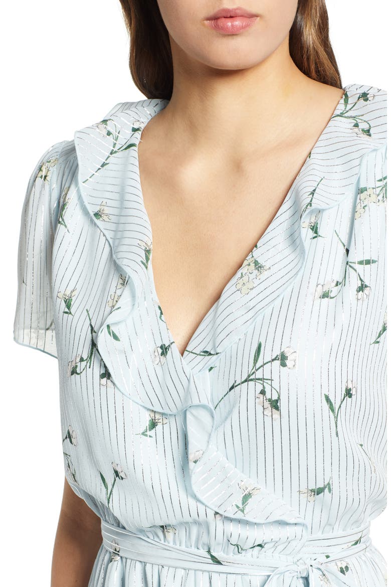 Sutton Ruffle Wrap Dress, Alternate, color, SKY BLUE FLORAL