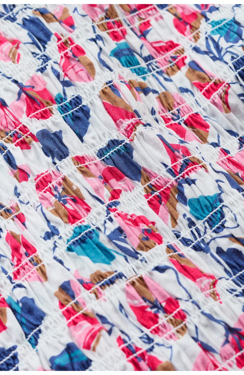 Seasalt Cornwall Meadowsweet Smocked Organic Cotton Midi Dress, Alternate, color, Parasol Floral Chalk