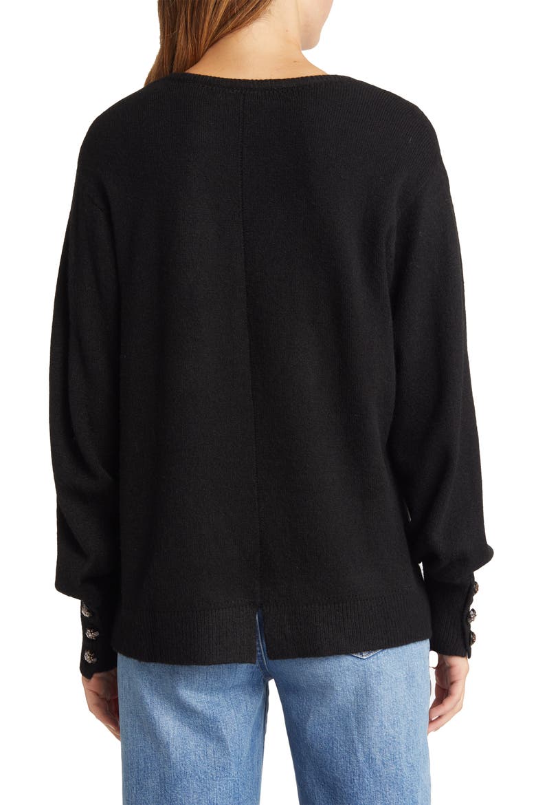 Tie Neck Sweater, Alternate, color, BK-BLACK