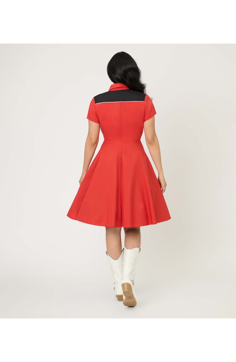 Smak Parlour Embroidered Western Flare Dress, Alternate, color, Rust