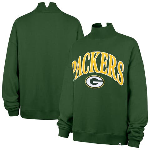 Women's '47 Green Green Bay Packers Oversized Vantage Mock Neck Sweatshirt
