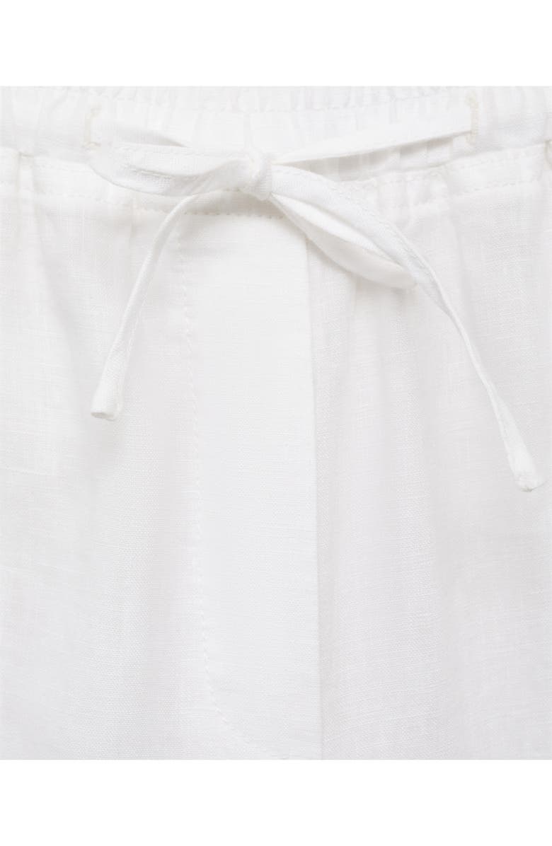 MANGO Straight Leg Linen Drawstring Pants, Alternate, color, Off White
