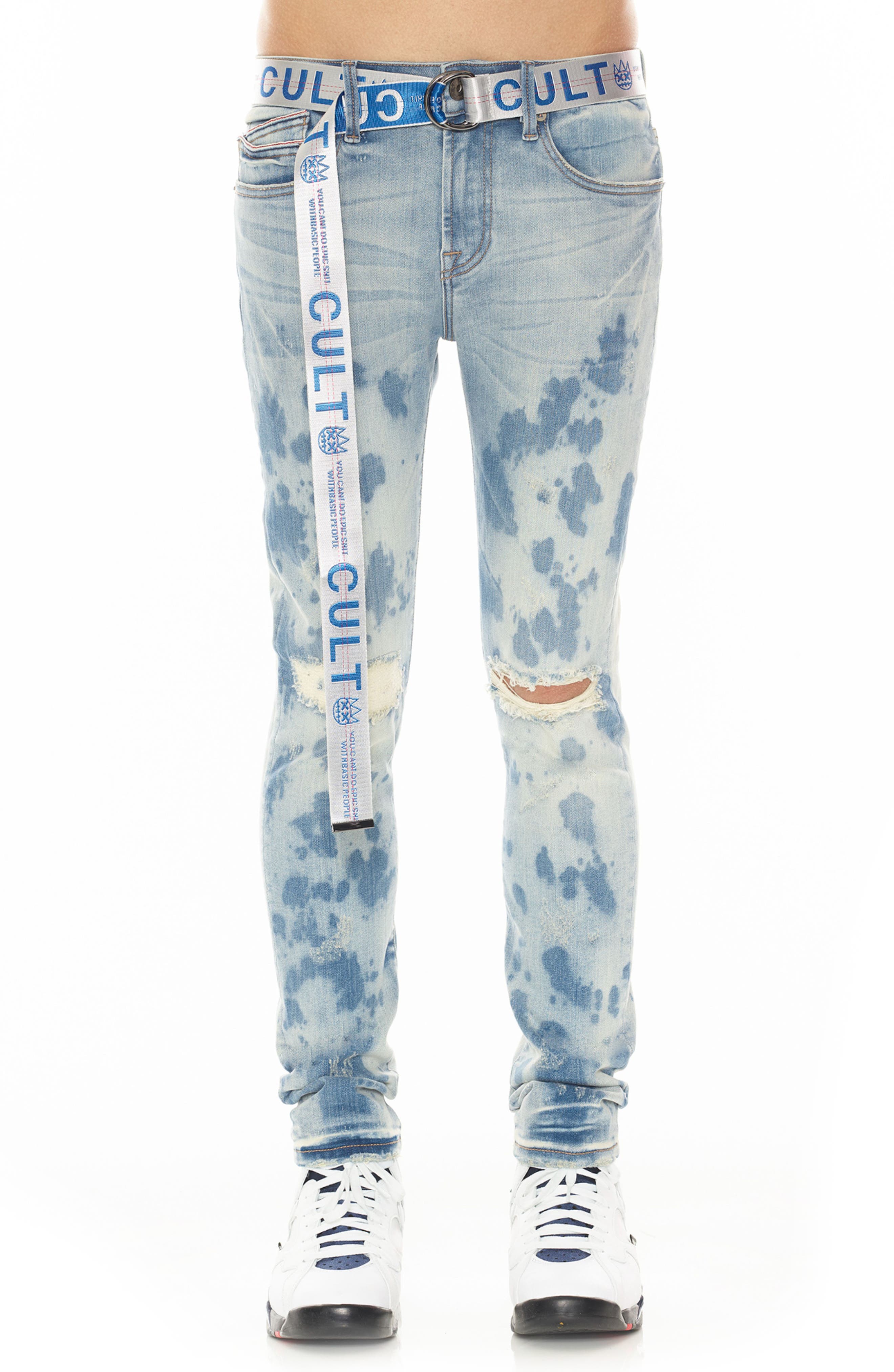 Cult of Individuality Punk Belted Distressed Super Skinny Jeans (Men ...
