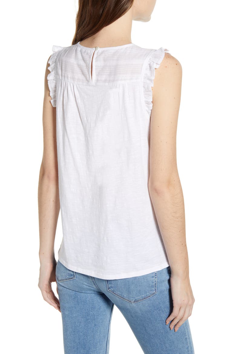 Shiffly Ruffle Cotton Tank, Alternate, color, BRIGHT WHITE