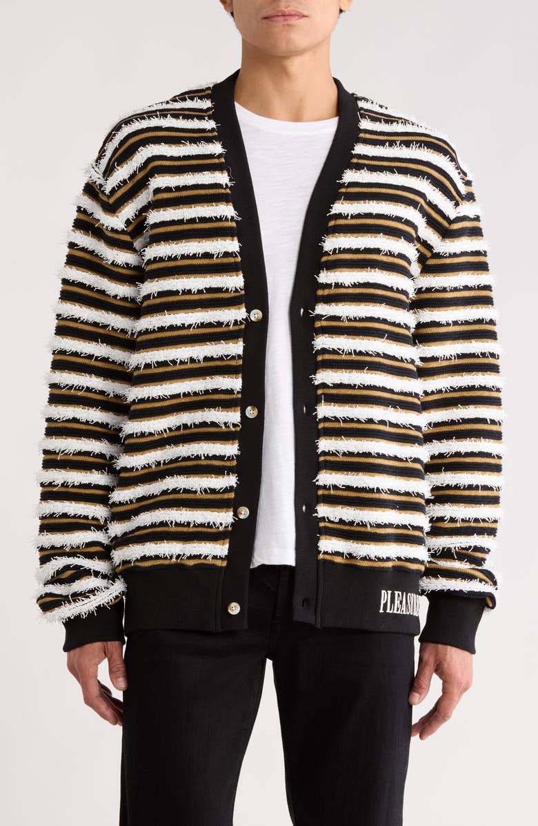 PLEASURES Endless Stripe Cardigan, Main, color, Brown