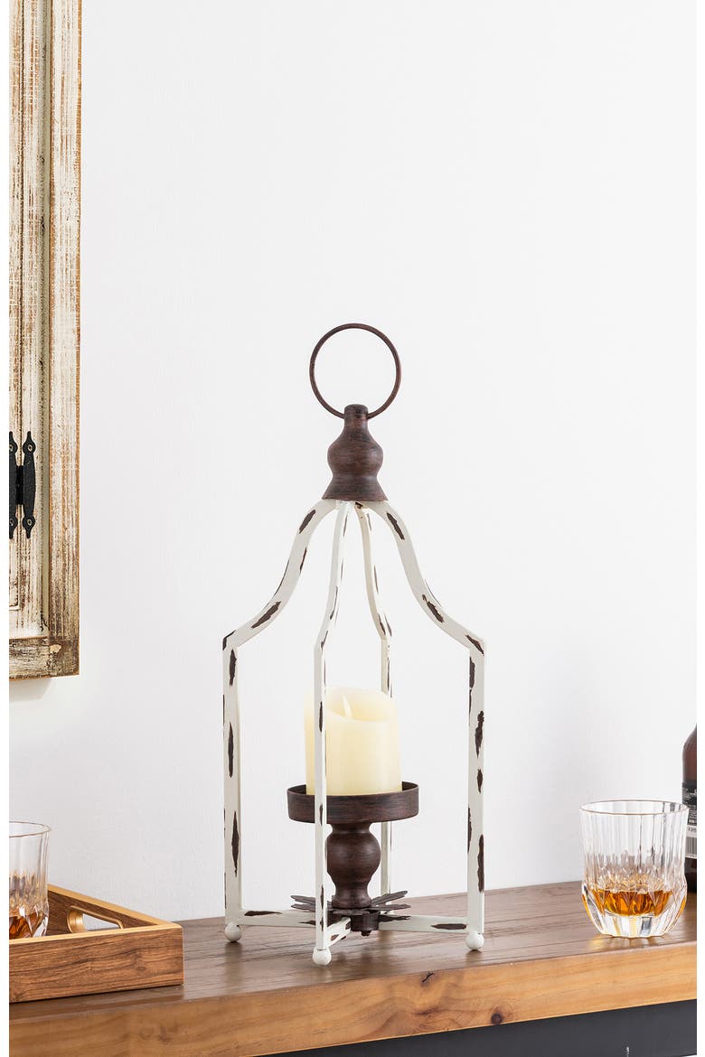 Modern Farmhouse Metal Decorative Lantern Candle Holder, Alternate, color, White