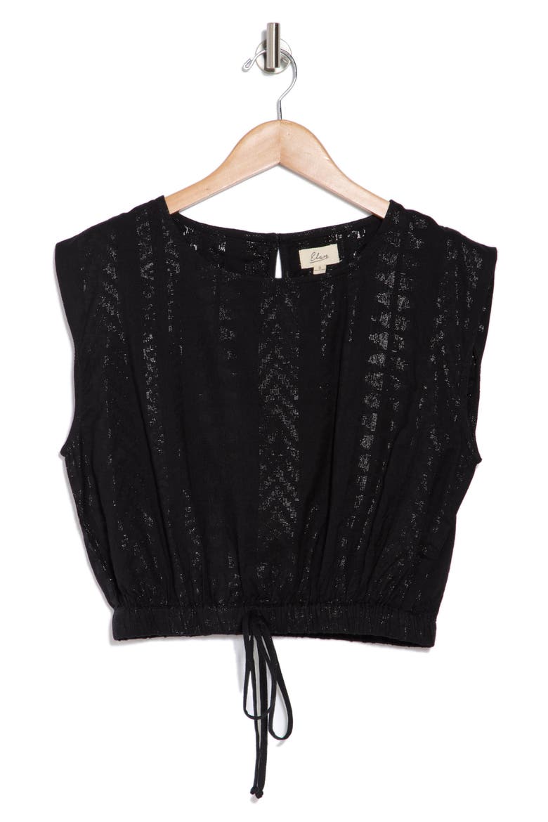 Metallic Drawstring Hem Cover-Up Tank, Alternate, color, BLACK ON BLACK