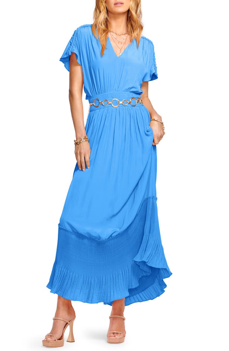 Ramy Brook Cymone Pleated Braided Trim Dress, Main, color, 