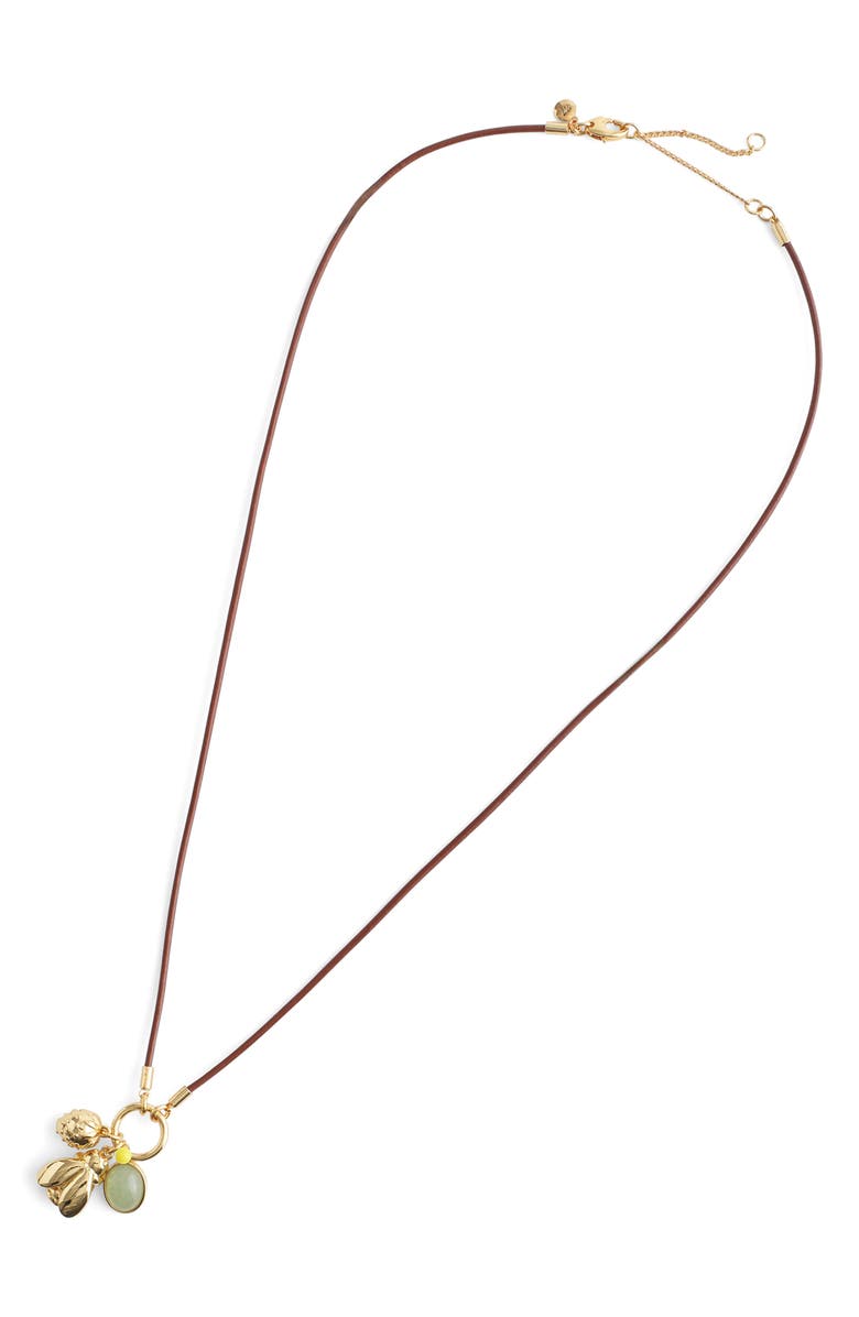 Madewell Bee Charm Cord Necklace, Main, color, Antique Gold