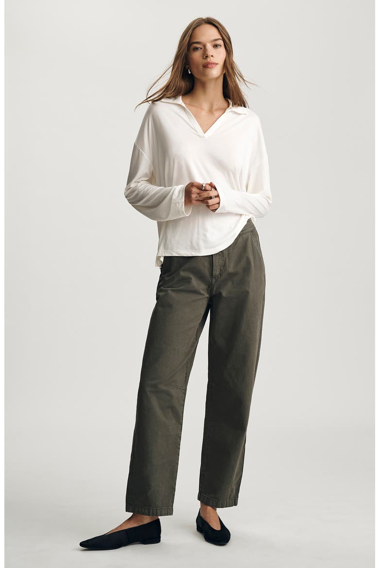 Luxe Touch Collar Long Sleeve T-Shirt, Alternate, color, ANTIQUE WHITE