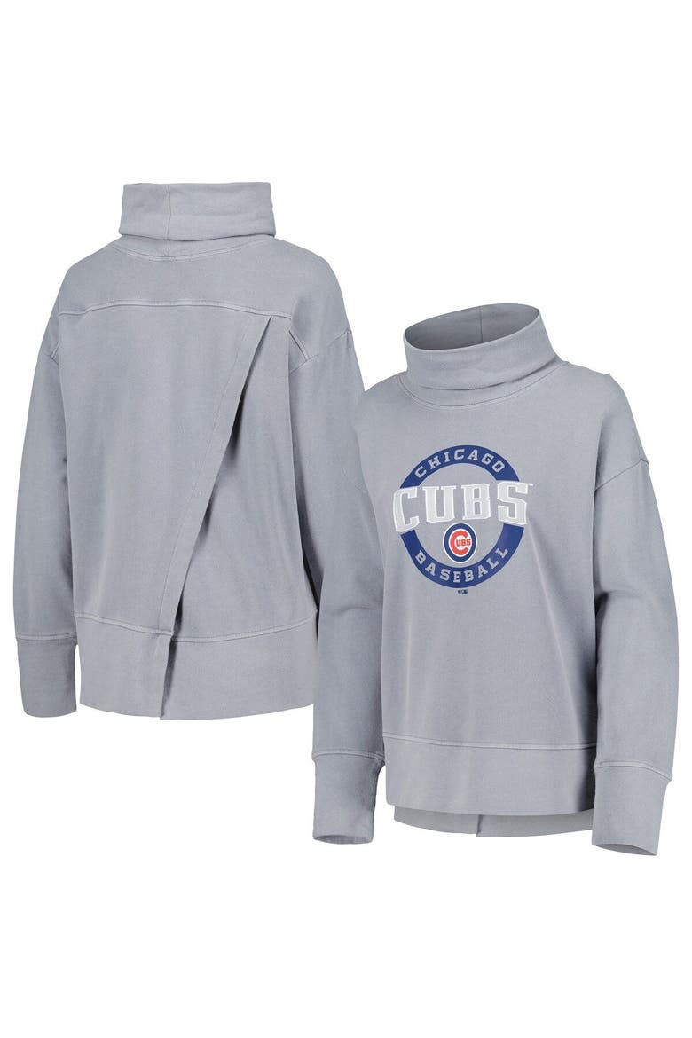Women's Levelwear Heather Gray Chicago Cubs Sunset Farm Team Pullover Sweatshirt, Main, color, Heather Gray