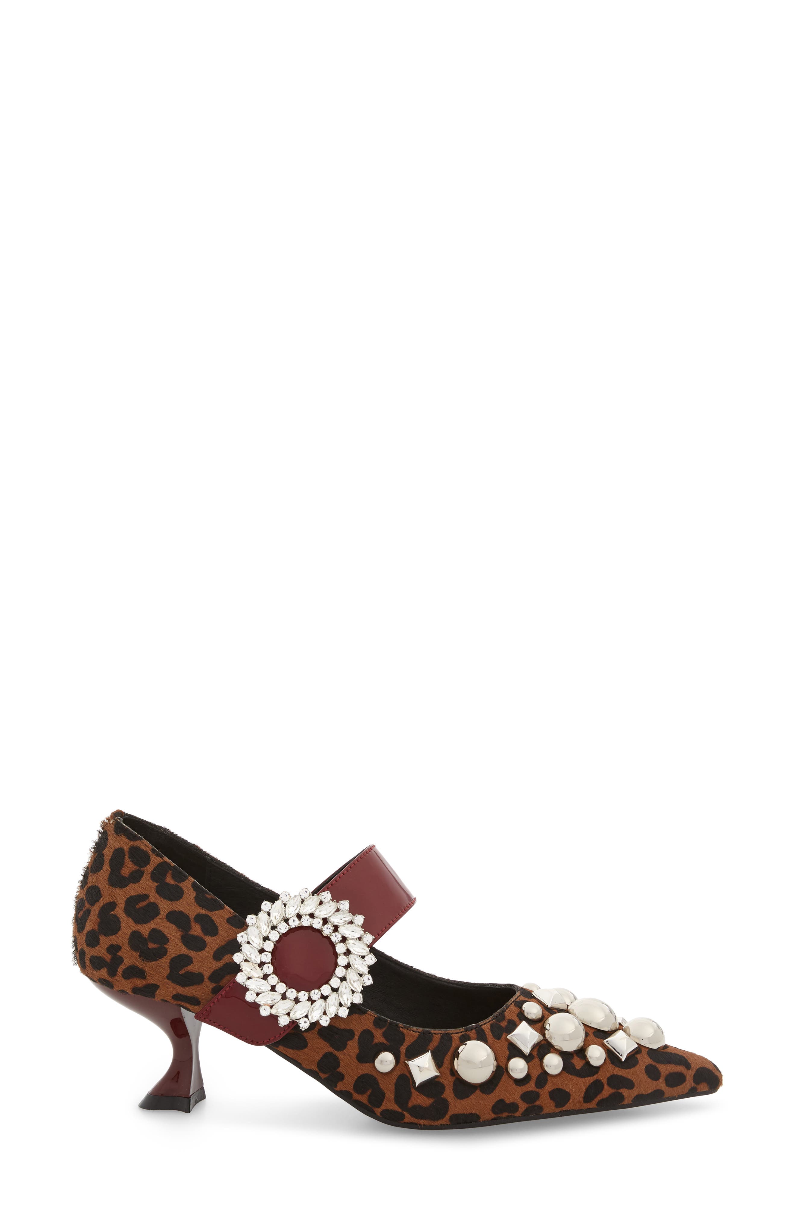 Otelia Embellished Genuine Calf Hair Mary Jane Pump, Alternate, color, CHEETAH CALF HAIR