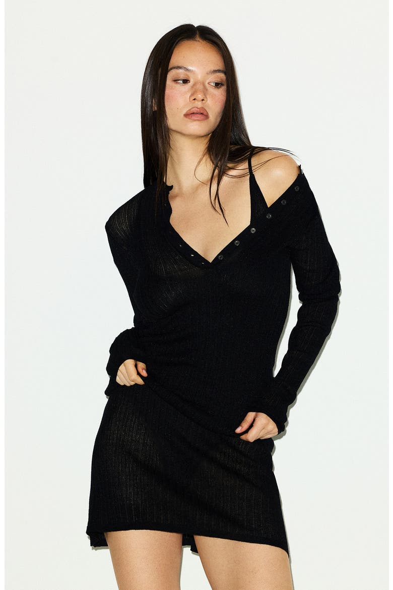 skims sheer knit dress Skims Black Sheer Knit Midi Dress