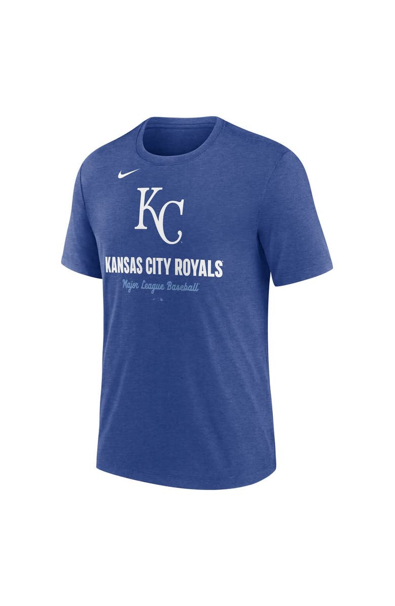 Nike Men's Nike Heather Royal Kansas City Royals Logo Tri-Blend T-Shirt, Alternate, color, Heather Royal