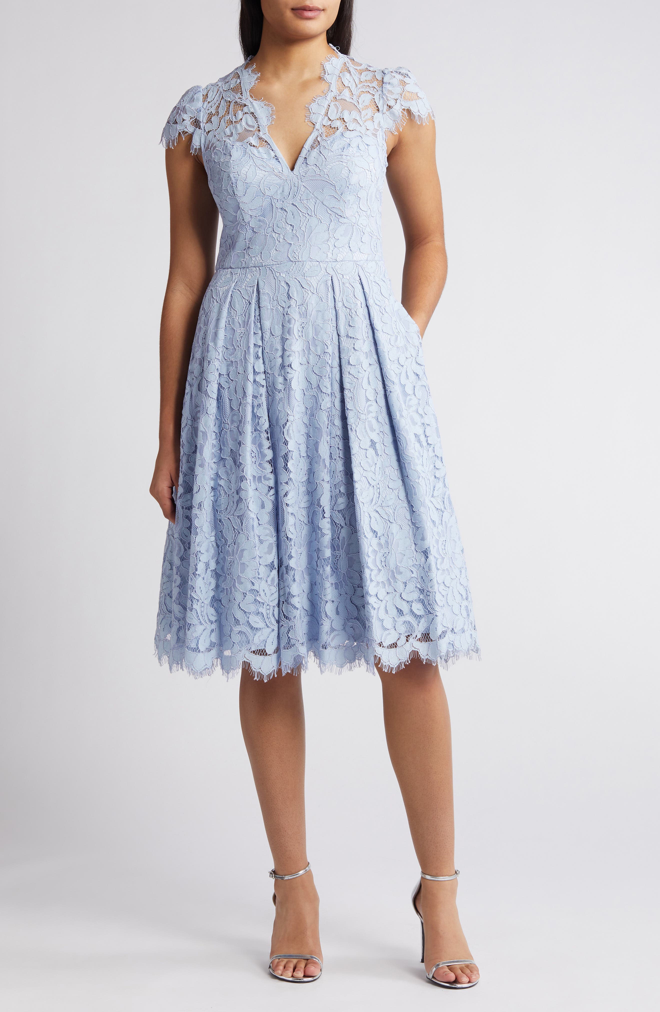 Eliza J Lace Fit & Flare Cocktail Dress