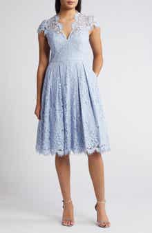 Eliza J Lace Fit & Flare Cocktail Dress