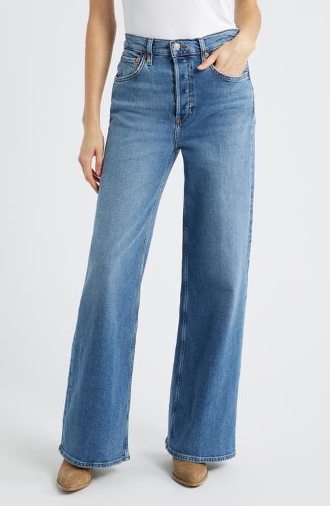 High Waist Wide Leg Jeans (Mid 70s Shadow)