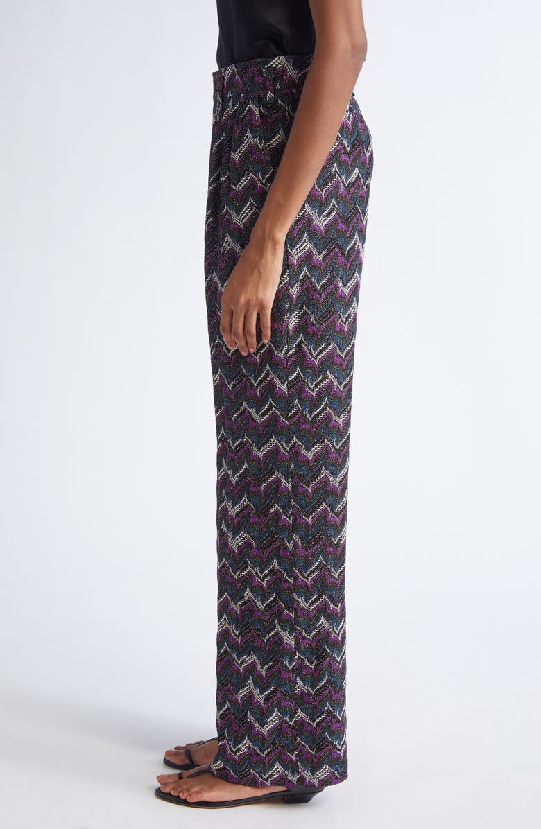Missoni Chevron Stripe Metallic Knit Pants, Alternate, color, Black And Violet