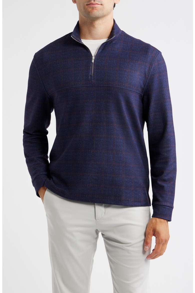 Mikey Printed Quarter Zip Pullover, Main, color, NAVY