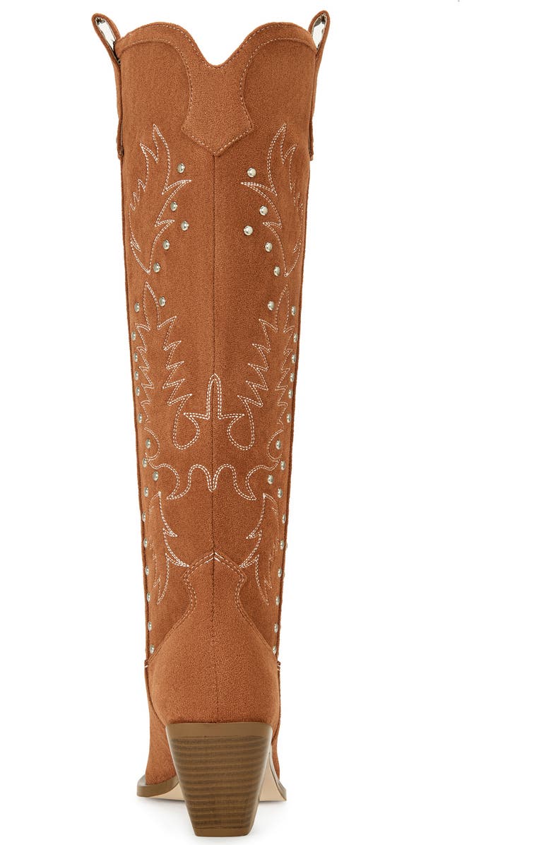 AZALEA WANG Beckett Pointed Toe Knee High Western Boot, Alternate, color, Tan