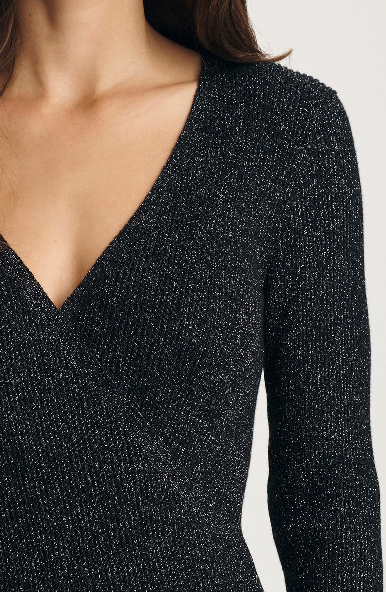 Mavi Jeans Metallic Faux Wrap Sweater, Alternate, color, 