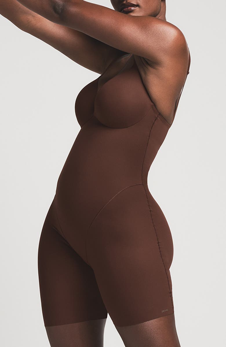 SKIMS Ultimate Body Push-Up Enhancing Padded Midthigh Bodysuit, Alternate, color, Cocoa