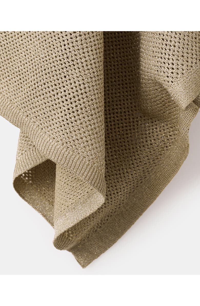 MANGO Metallic V-Neck Long Sleeve Knit Top, Alternate, color, 