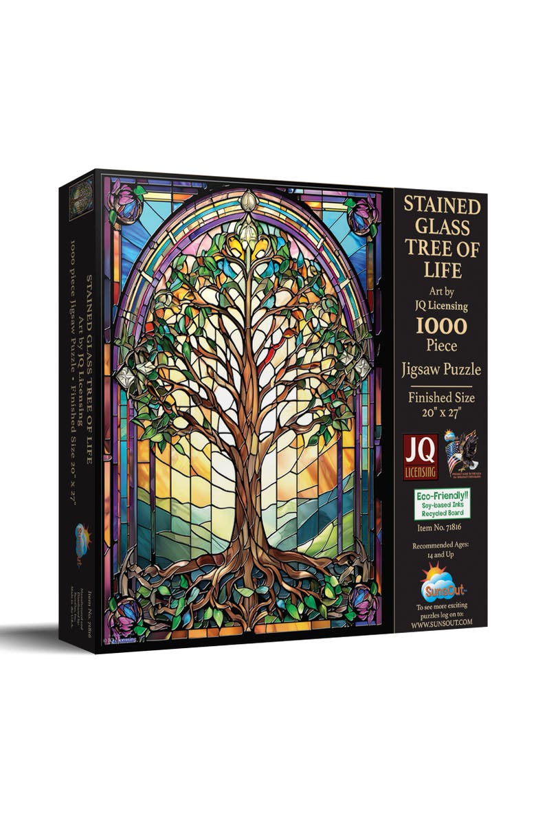 Sunsout Stained Glass Tree of Life 1000 piece Jigsaw Puzzle for Adults, Main, color, Multicolor