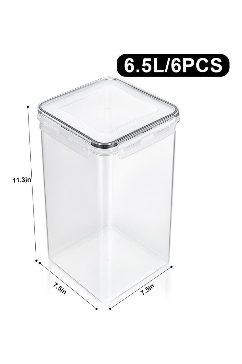 6-Pack Airtight Food Storage Containers, Alternate, color, CLEAR