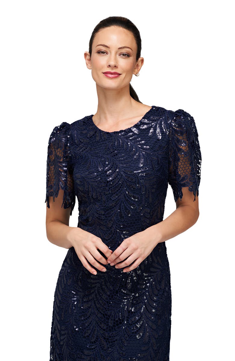 JS Collections Romy Sequin Lace Cocktail Dress, Alternate, color,