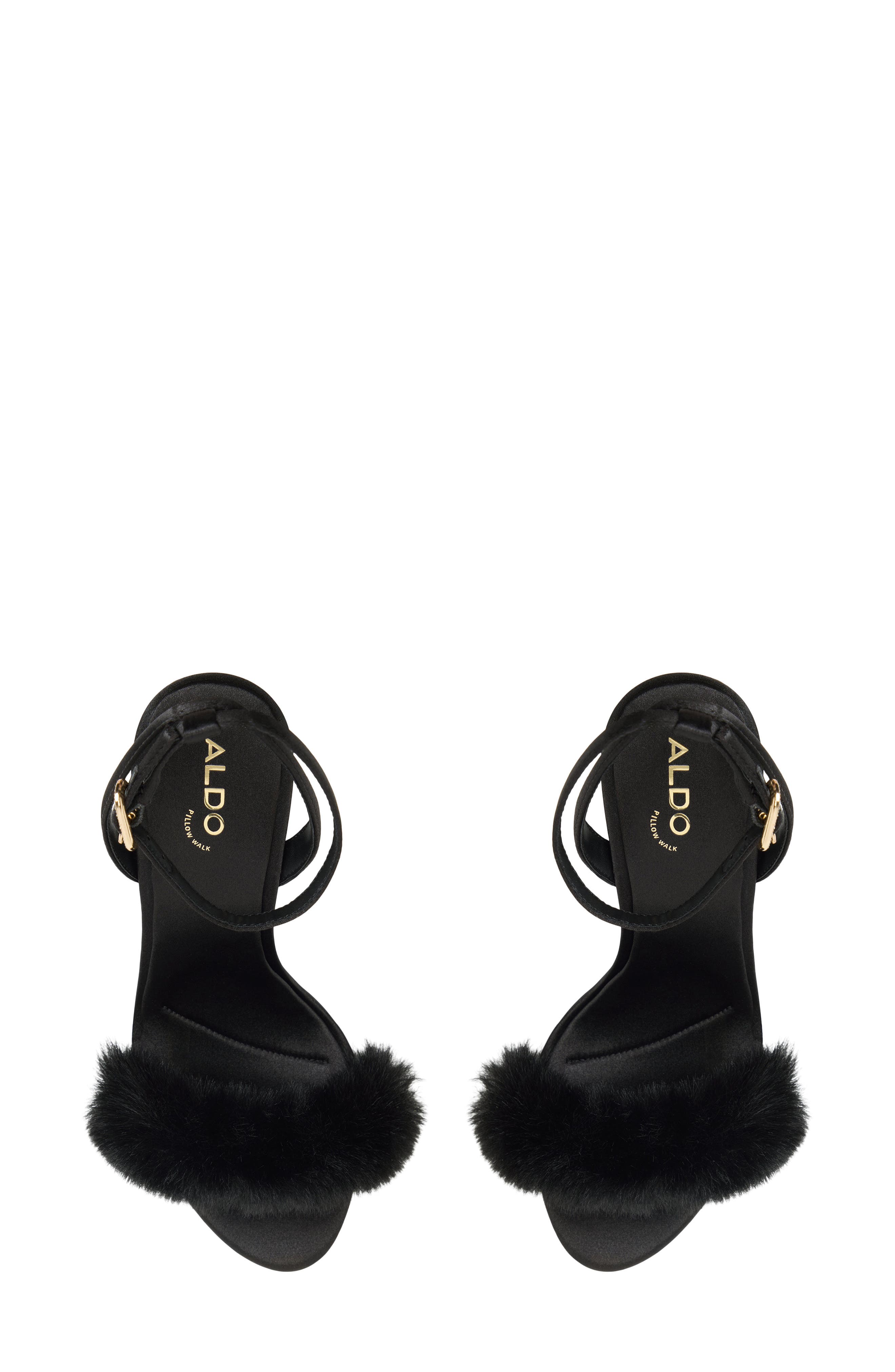 Marilou Faux Fur Sandal, Alternate, color, BLACK