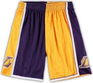 Mitchell & Ness Men's Mitchell & Ness Gold/Purple Los Angeles Lakers Big & Tall Hardwood Classics Split Swingman Shorts
