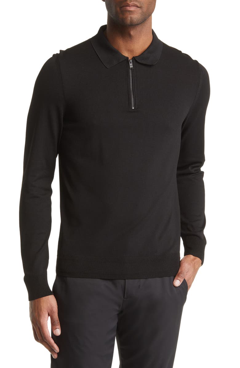 BOSS Luno Long Sleeve Quarter Zip Polo, Main, color, 